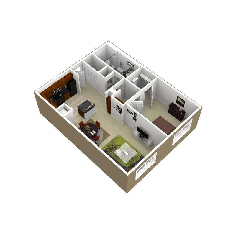 3000Sage - The Del Monte - 1 Bedroom 1Bath - 3D